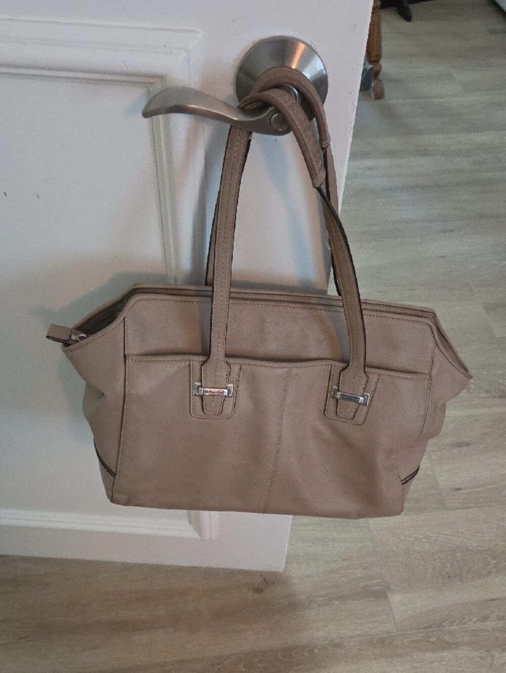 Coach Taupe Leather Shoulder Bag with Silver Hardware - Picture 2 of 5